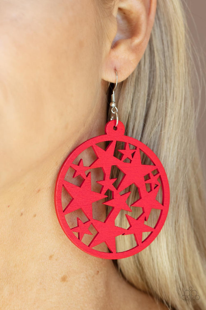 Cosmic Paradise Paparazzi Red Woods Earrings