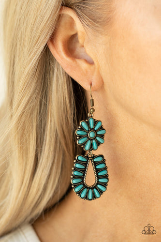 Badlands Eden Paparazzi Brass and Turquoise Stone Earrings