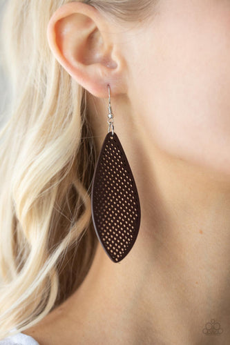Surf Scene Paparazzi Brown Wood Earrings
