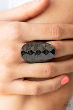 Load image into Gallery viewer, Ferociously Faceted Paparazzi Black Ring