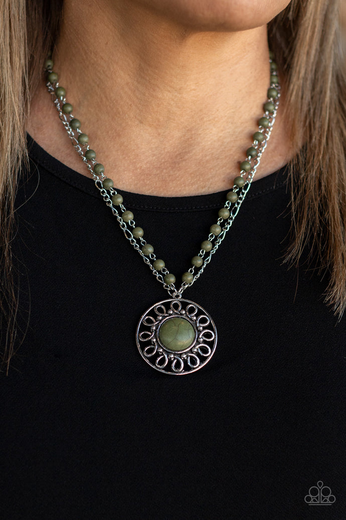 Sahara Suburb Paparazzi Green Stone Necklace