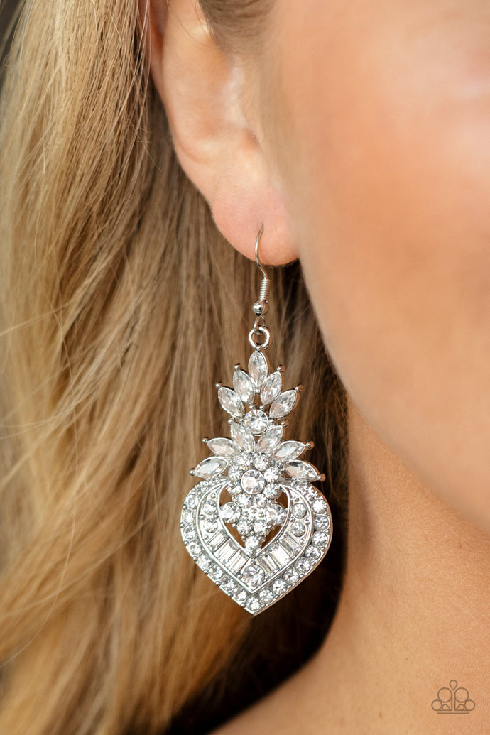 Royal Hustle Paparazzi White Bling Earrings