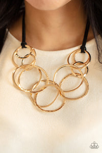 Spiraling Out of COUTURE Paparazzi Gold and Black Necklace