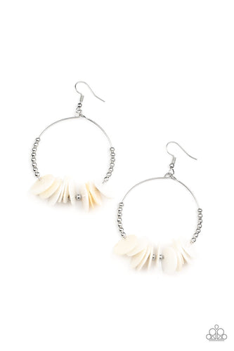 Caribbean Cocktail Paparazzi White Earrings