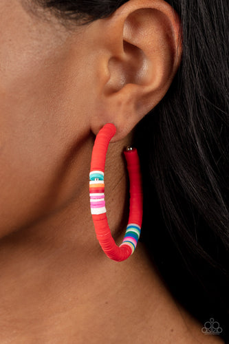Colorfully Contagious Paparazzi Red Hoop Earrings