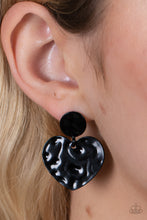 Load image into Gallery viewer, Just a Little Crush Paparazzi Black Heart Earrings