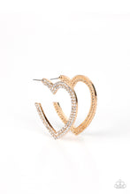Load image into Gallery viewer, AMORE to Love Paparazzi Gold Heart Bling Earrings