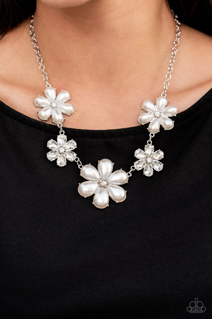 Fiercely Flowering Paparazzi White Pearl Necklace