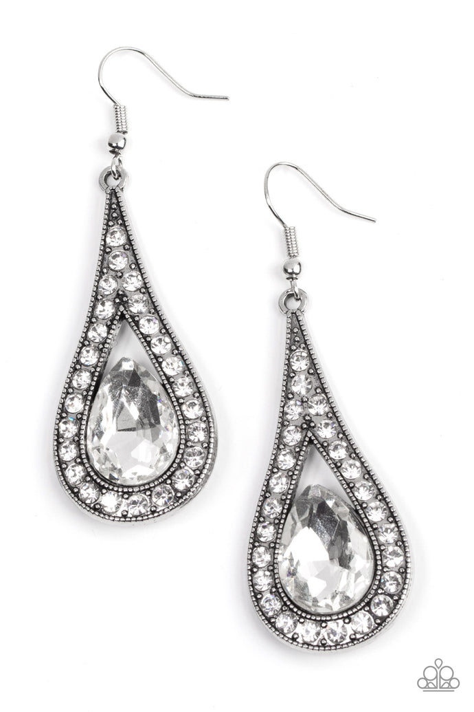 A-Lister Attitude Paparazzi White Bling Earrings