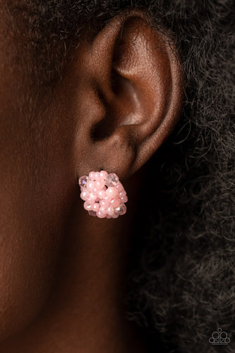 Bunches of Bubbly Paparazzi Pink Post Pearl Earrings