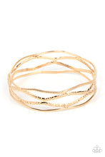 Load image into Gallery viewer, A Narrow ESCAPADE Paparazzi Gold Bracelet