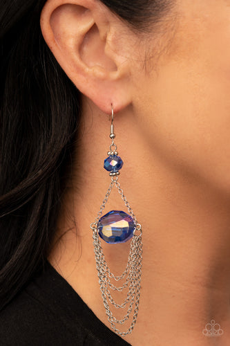 Ethereally Extravagant Paparazzi Blue Iridescent Earrings