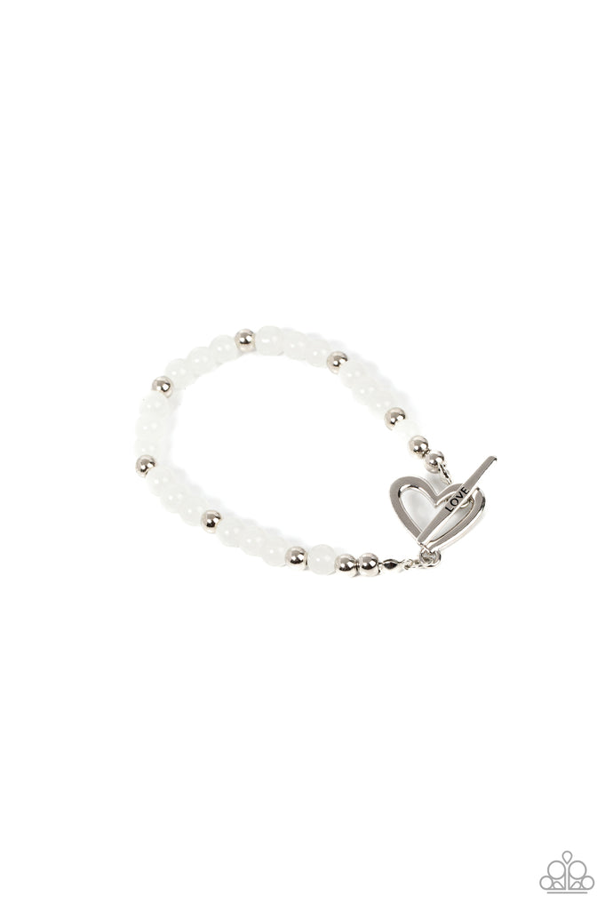 Following My Heart Paparazzi White Heart Bracelet