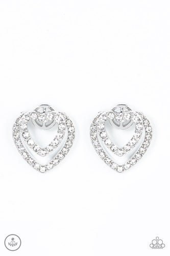 Ever Enamored Paparazzi White Heart Earrings