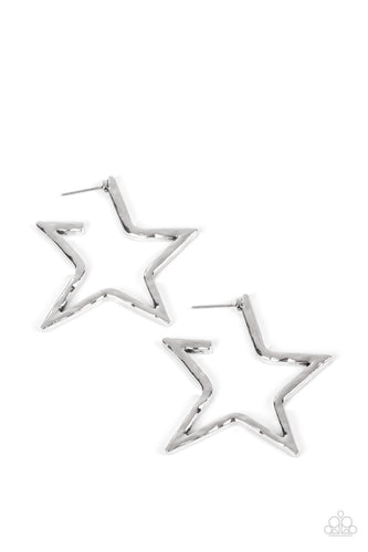 All-Star Attitude Paparazzi Silver Star Earrings