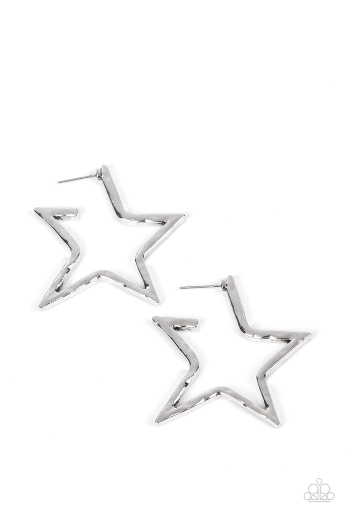 All-Star Attitude Paparazzi Silver Star Earrings