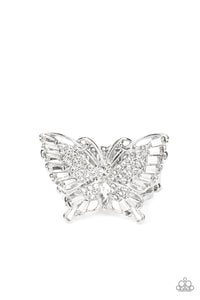 Fearless Flutter Paparazzi White Butterfly Ring