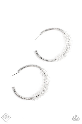 Bubble-Bursting Bling - White Bling Hoop Earrings