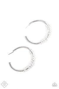 Bubble-Bursting Bling - White Bling Hoop Earrings