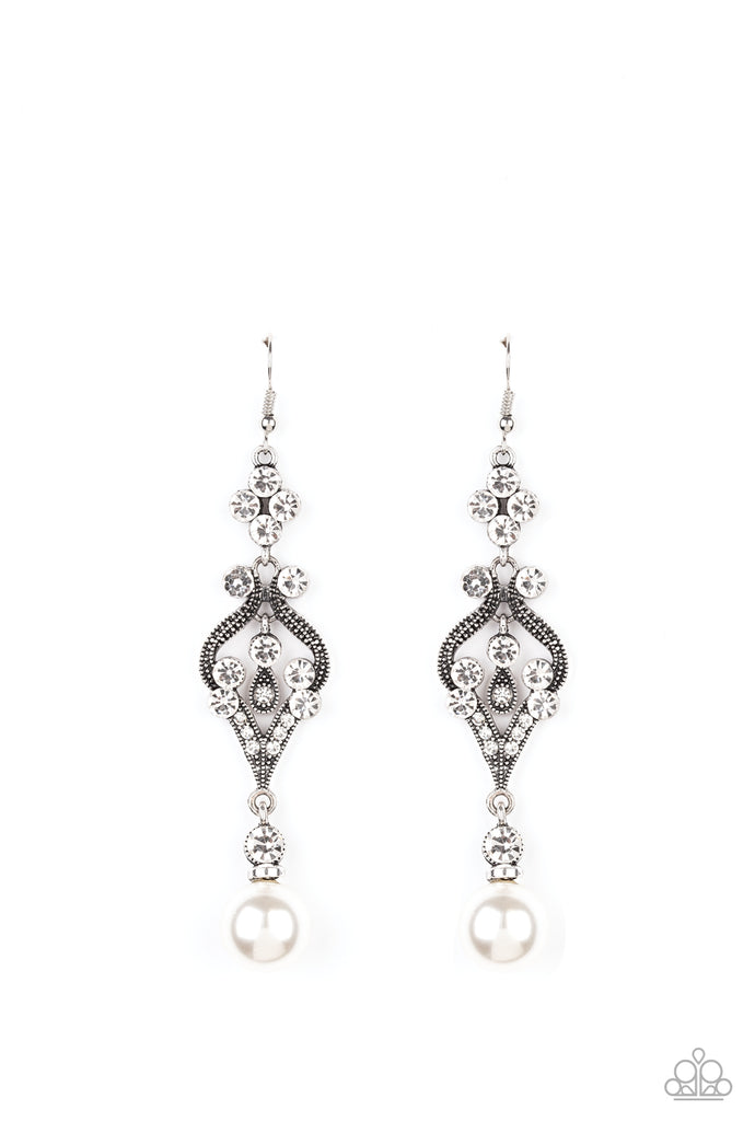 Elegantly Extravagant - White Pearl Earrings