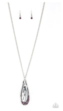 Load image into Gallery viewer, Metro Storm - Purple Rhinestones - Silver Teardrop Necklace