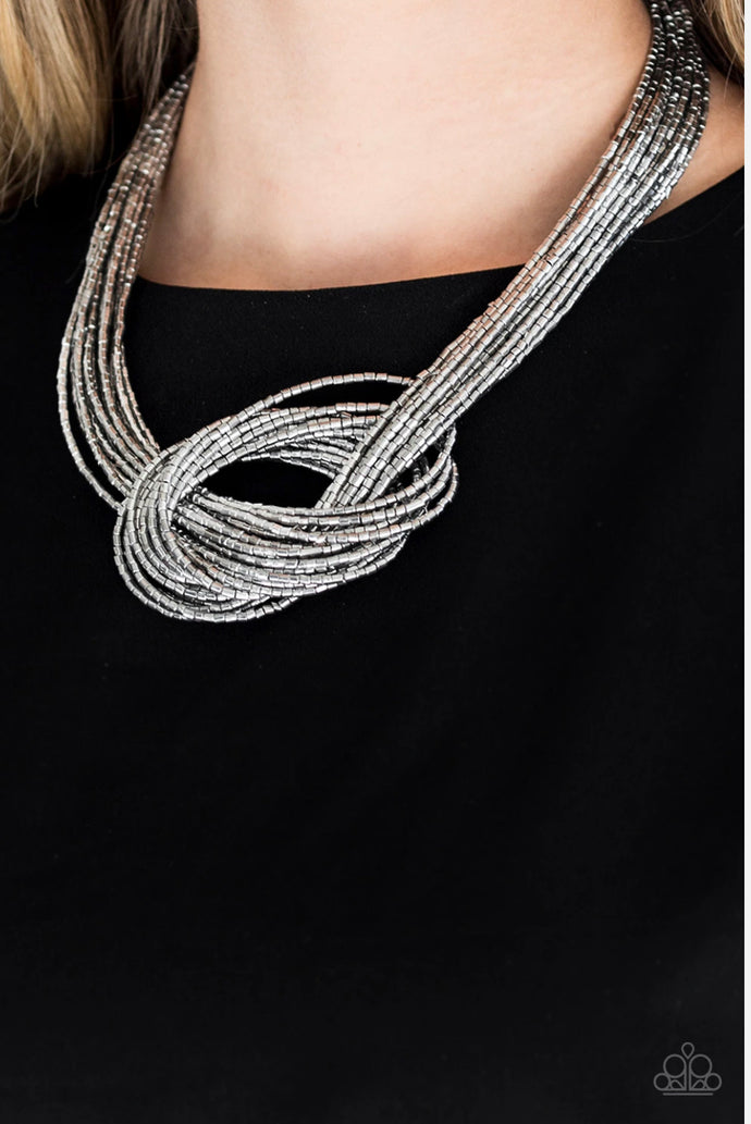 Knotted Knockout Papazzai Silver Necklace