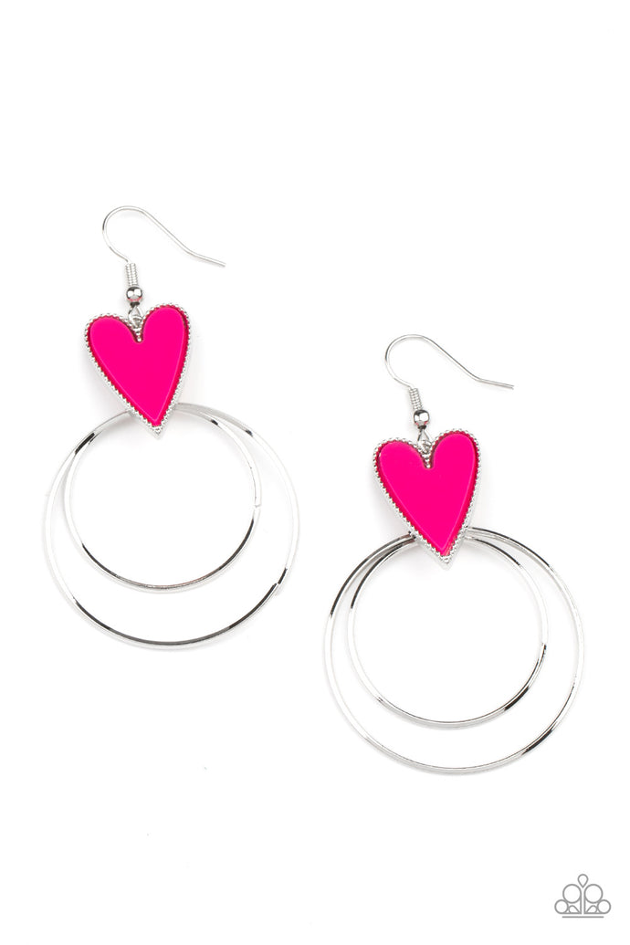 Happily Ever Hearts Paparazzi Pink Earrings