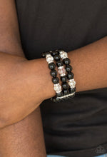 Load image into Gallery viewer, Undeniably Dapper - Black White Rhinestones Stretchy Band Bracelet
