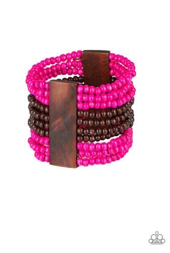 JAMAICAN Me Jam Paparazzi Pink Wood Bracelet