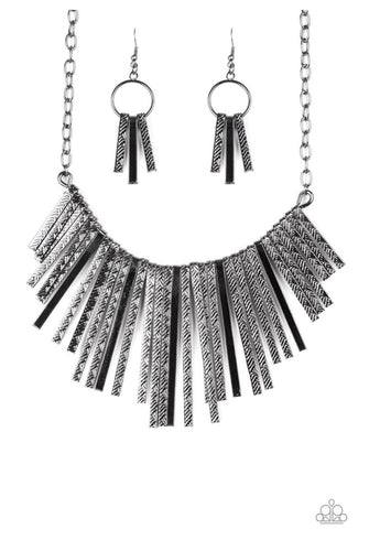 Metallic Mane Gunmetal Black Necklace