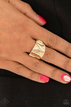 Load image into Gallery viewer, Industrial Indentation Gold Paparazzi Ring