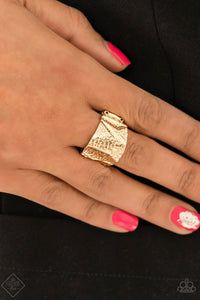 Industrial Indentation Gold Paparazzi Ring