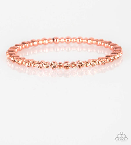 Seven Figure Fabulous Copper Peach Rhinestones Bangle Papazzai Bracelet