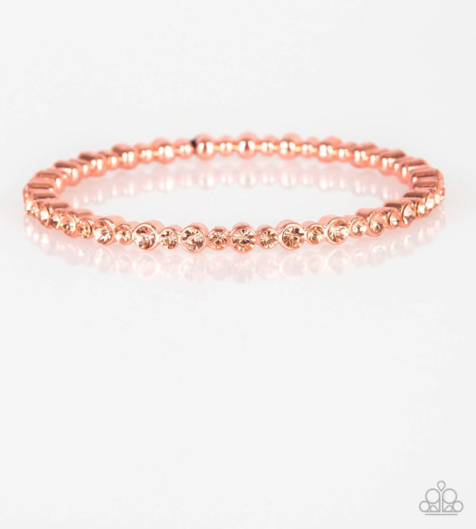 Seven Figure Fabulous Copper Peach Rhinestones Bangle Papazzai Bracelet