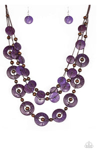 Catalina Coastin Papazzai Purple Wood Necklace