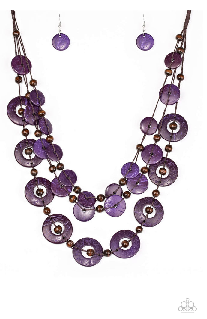 Catalina Coastin Papazzai Purple Wood Necklace