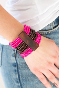 JAMAICAN Me Jam Paparazzi Pink Wood Bracelet