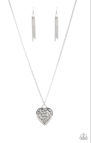 Victorian Valentine Papazzai Silver Long Necklace