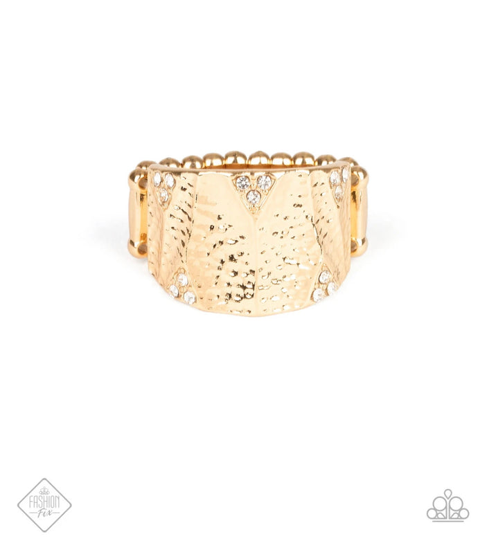 Industrial Indentation Gold Paparazzi Ring