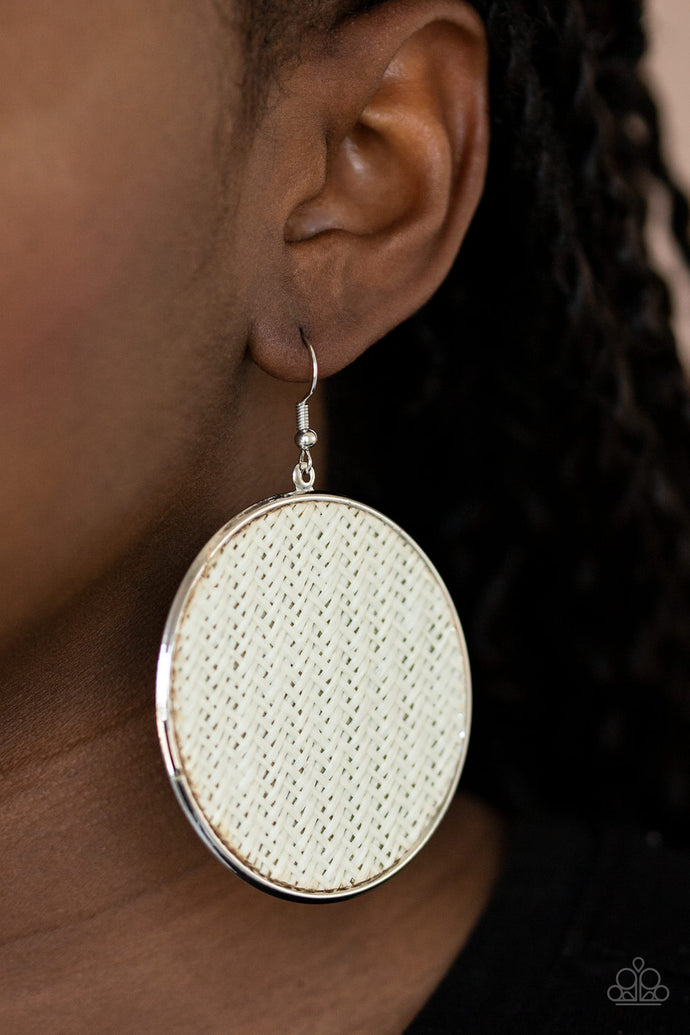 Wonderfully Woven Papazzai White Earrings