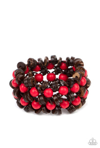 Tahiti Tourist Paparazzi Red Wood Bracelet