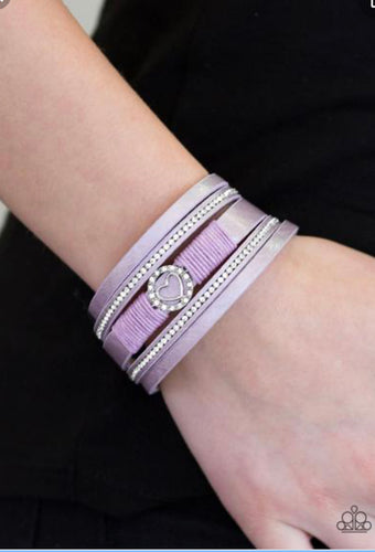 Paparazzi Accessories - It Takes Heart - Purple & Silver Bracelet