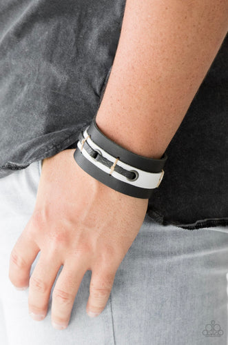 Bear Lake Papazzai Black and White Urban Leather Bracelet